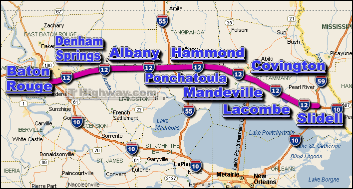 Interstate 12 route map