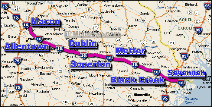 Interstate 16 map route