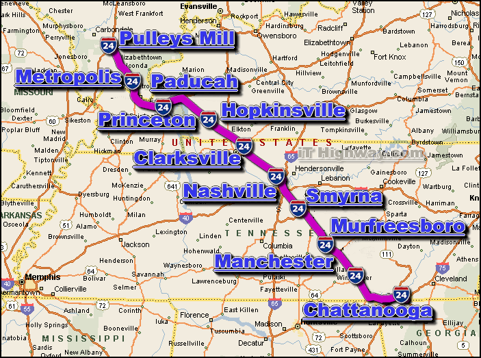 interstate 24 route map