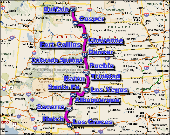 interstate 25 route map