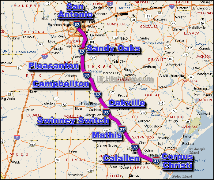 interstate 37 route map