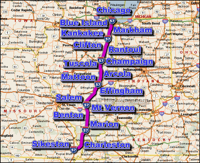 interstate 57 route map