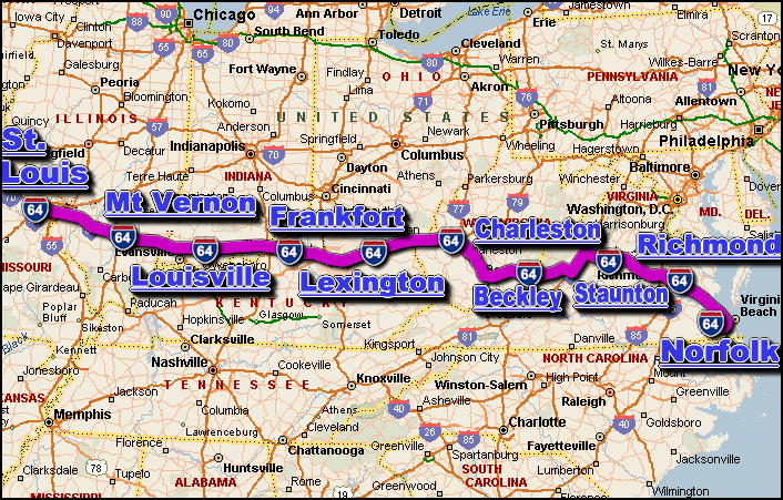 interstate 64 route map