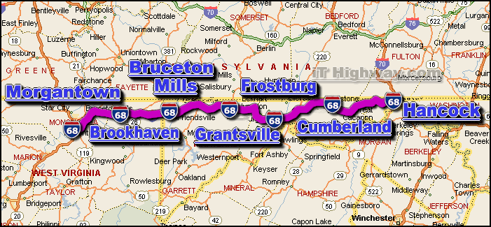 interstate 68 route map