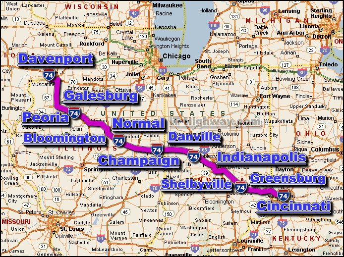 interstate 74 route map