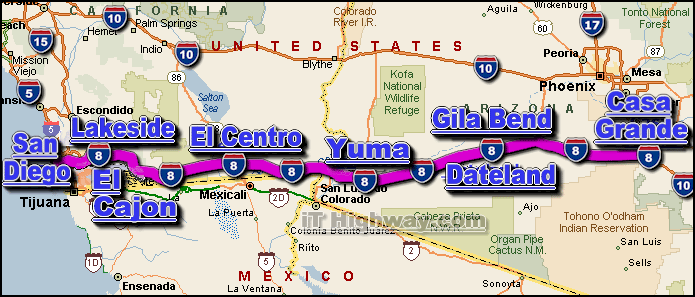 interstate 8 route map
