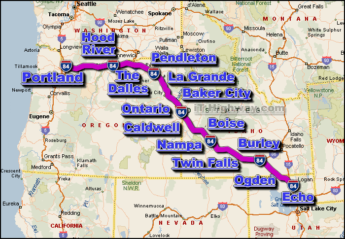 interstate 84 west coast route map