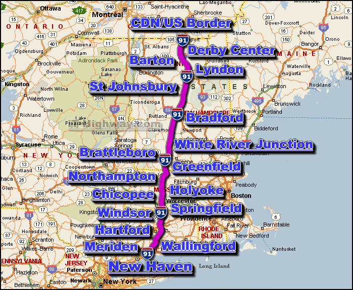 interstate 91 route map
