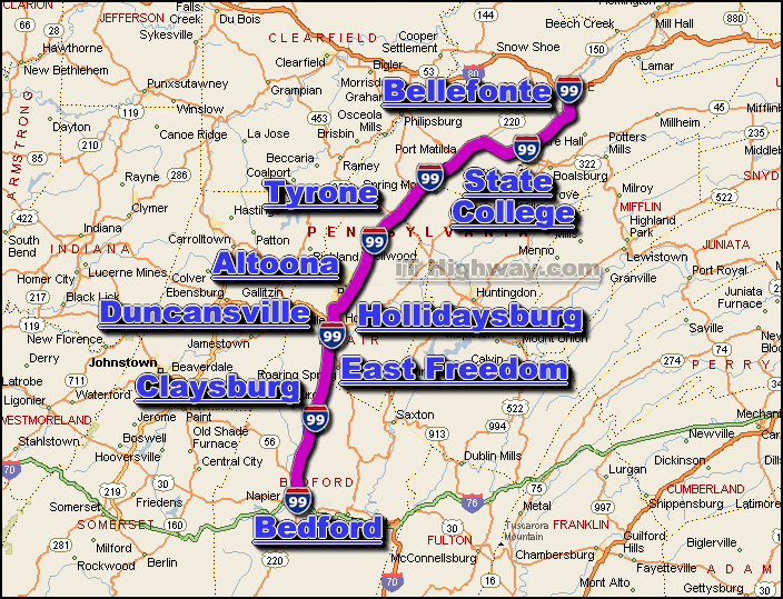interstate 99 route map